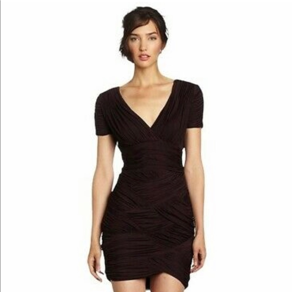 Halston Heritage Ruched Faille V-Neck Dress - THE little black dress